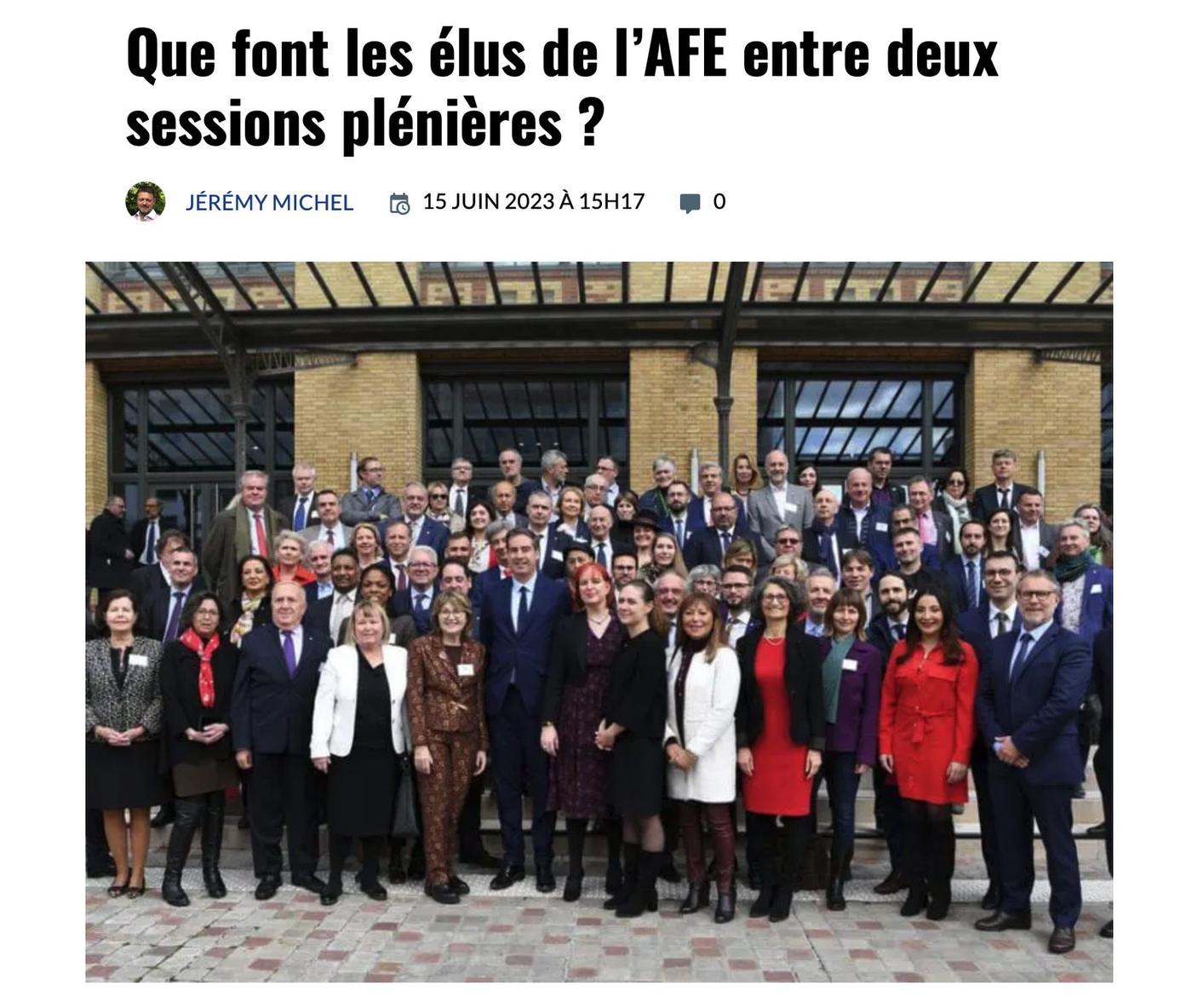 Article - Que font les élus de l’AFE entre deux sessions plénières ?